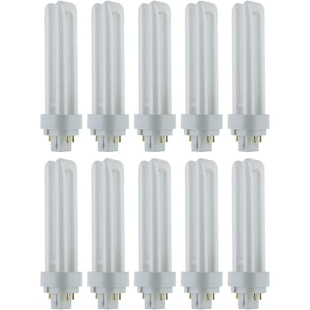 Sunlite PLD18/E/SP35K 3500K Fluorescent 18W PLD Double U-Shaped Twin Tube CFL Bulbs w/4-Pin G24q-2, 10PK 40546-SU